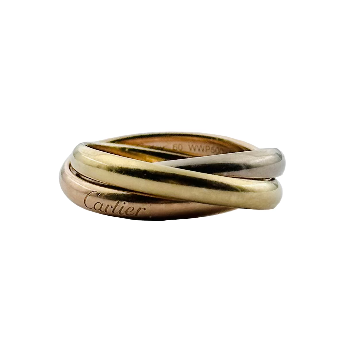 Bague Alliance CARTIER Trinity en or blanc, or rose et or jaune