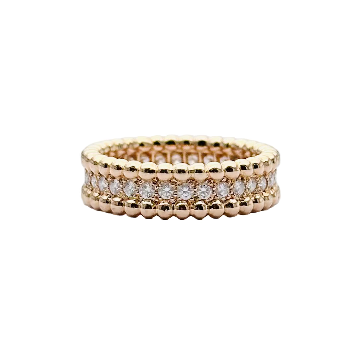 Bague Bandeau VAN CLEEF & ARPELS Perlée en or jaune et diamants