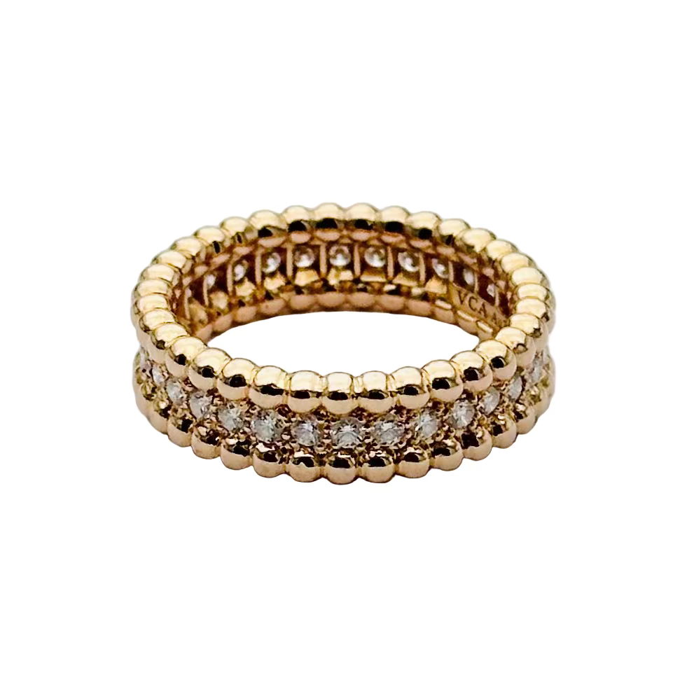 Bague Bandeau VAN CLEEF & ARPELS Perlée en or jaune et diamants