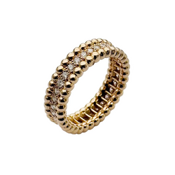 Bague Bandeau VAN CLEEF & ARPELS Perlée en or jaune et diamants