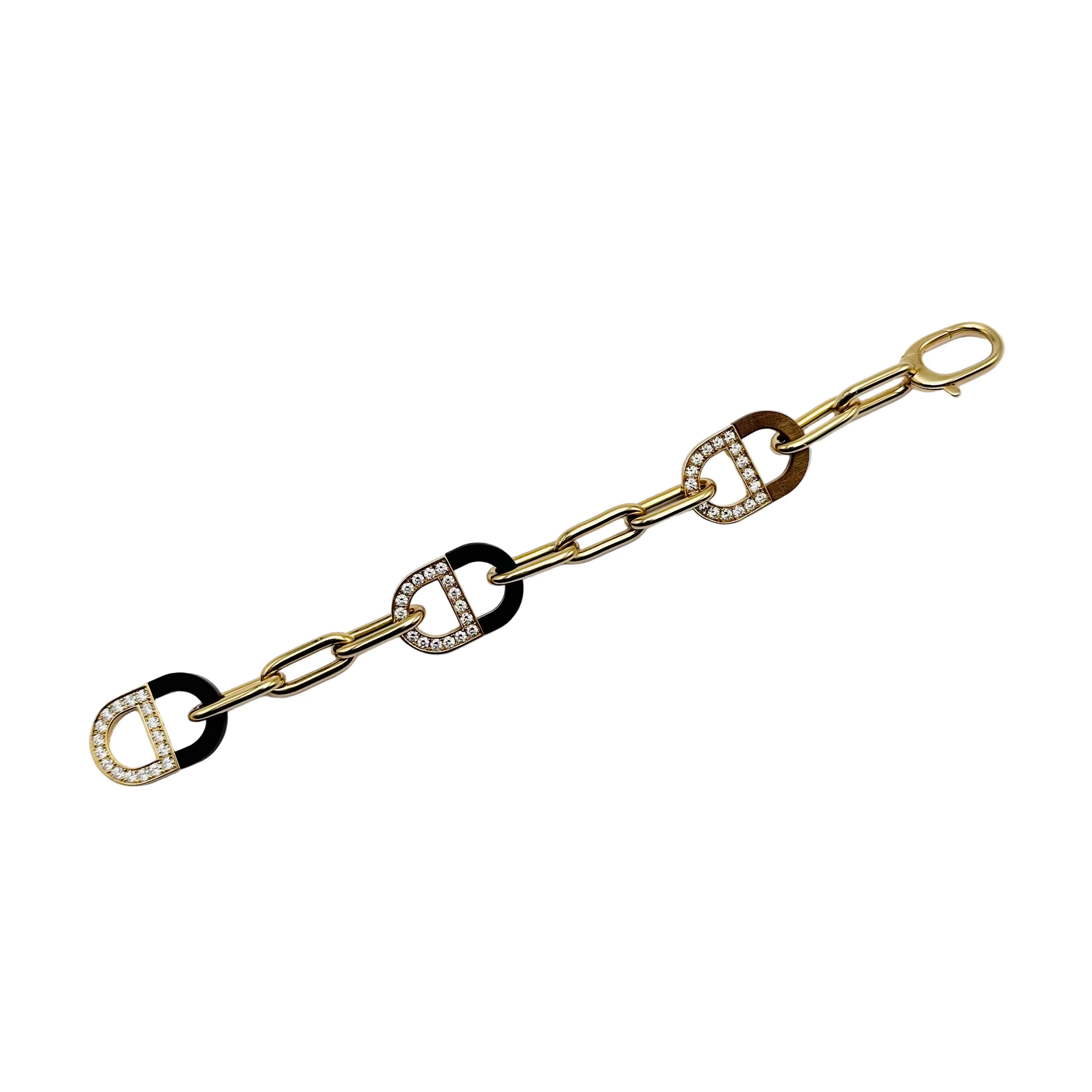 Bracelet Maille DIOR Color Dior en or jaune, bois d'ébène et diamants