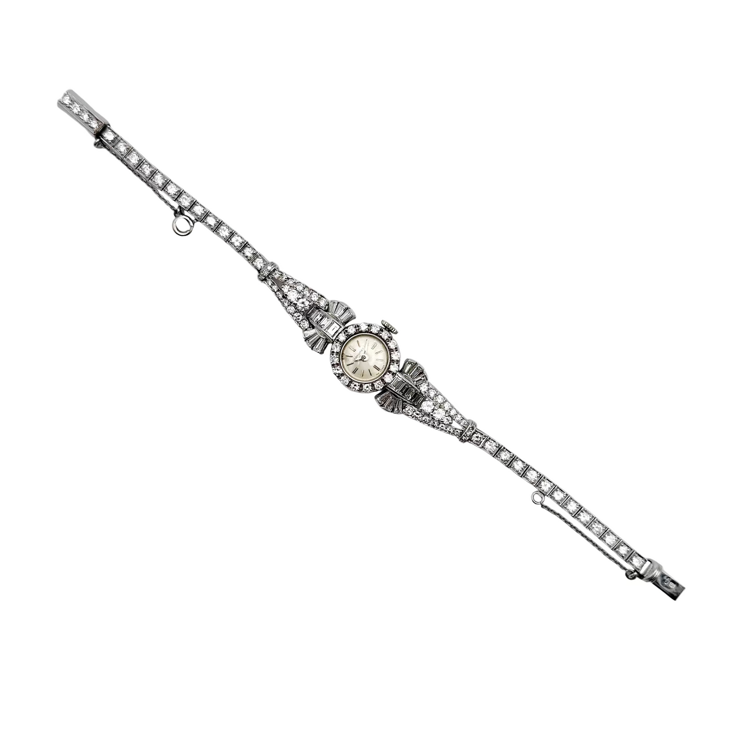 Montre Art déco LONGINES en platine, or blanc et diamants