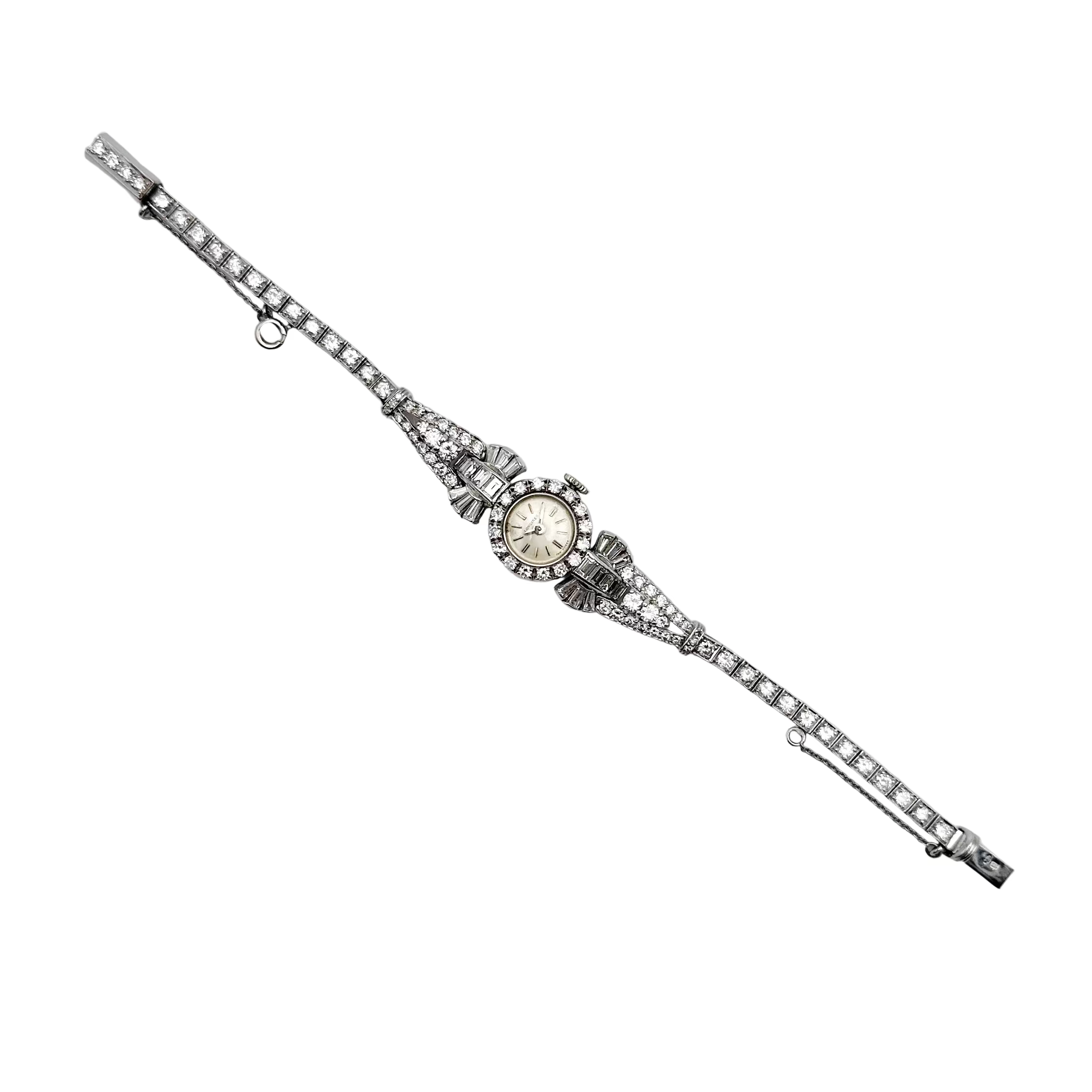 Montre Art déco LONGINES en platine, or blanc et diamants