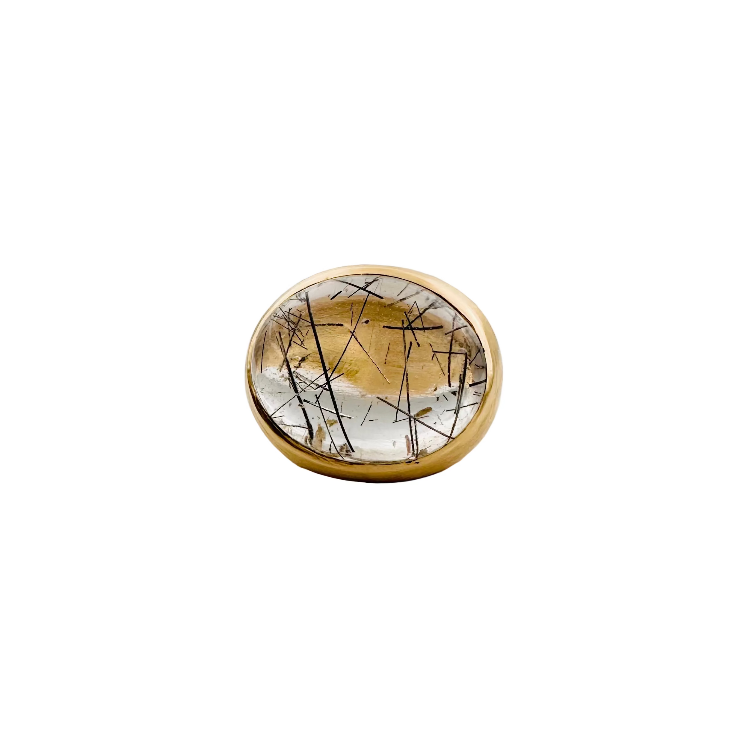 Bague Dôme en or jaune et quartz rutile