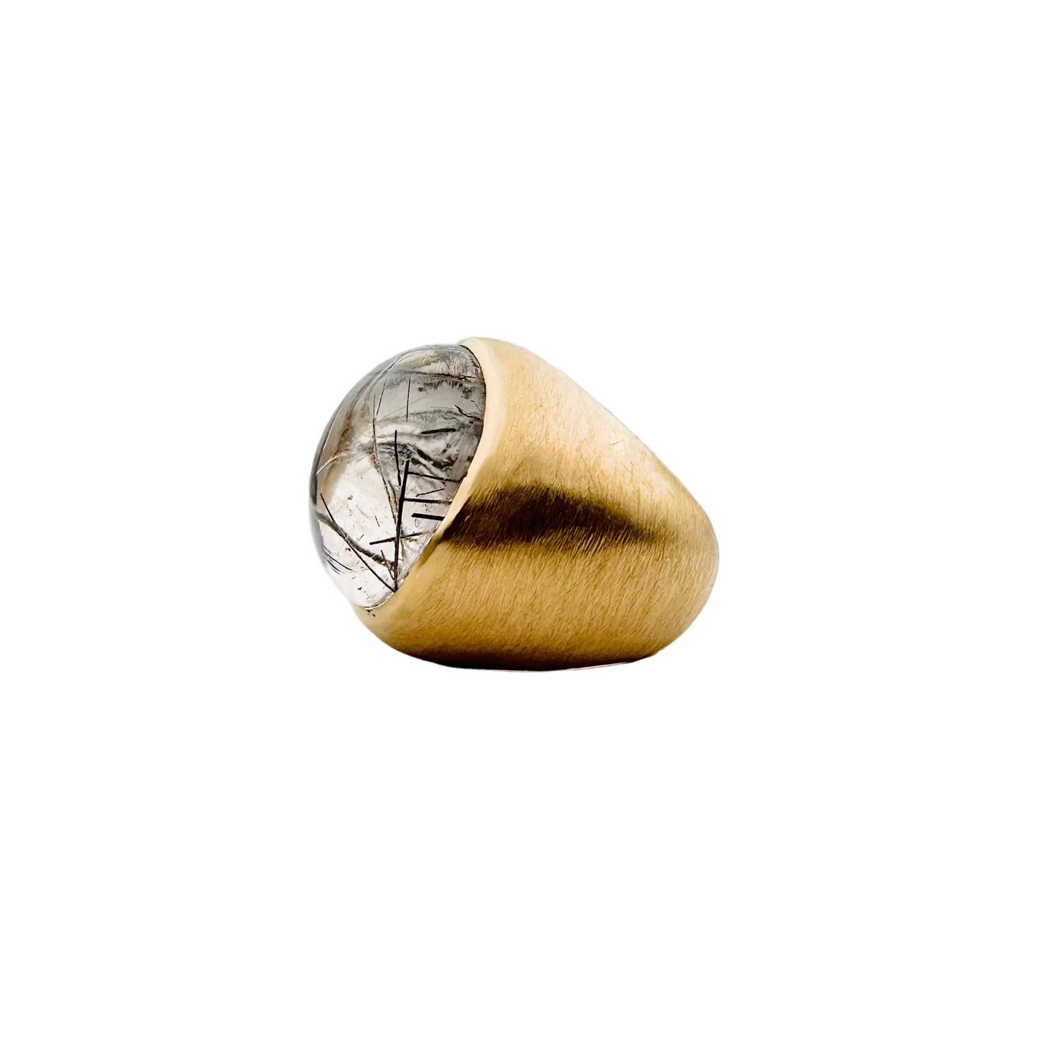 Bague Dôme en or jaune et quartz rutile