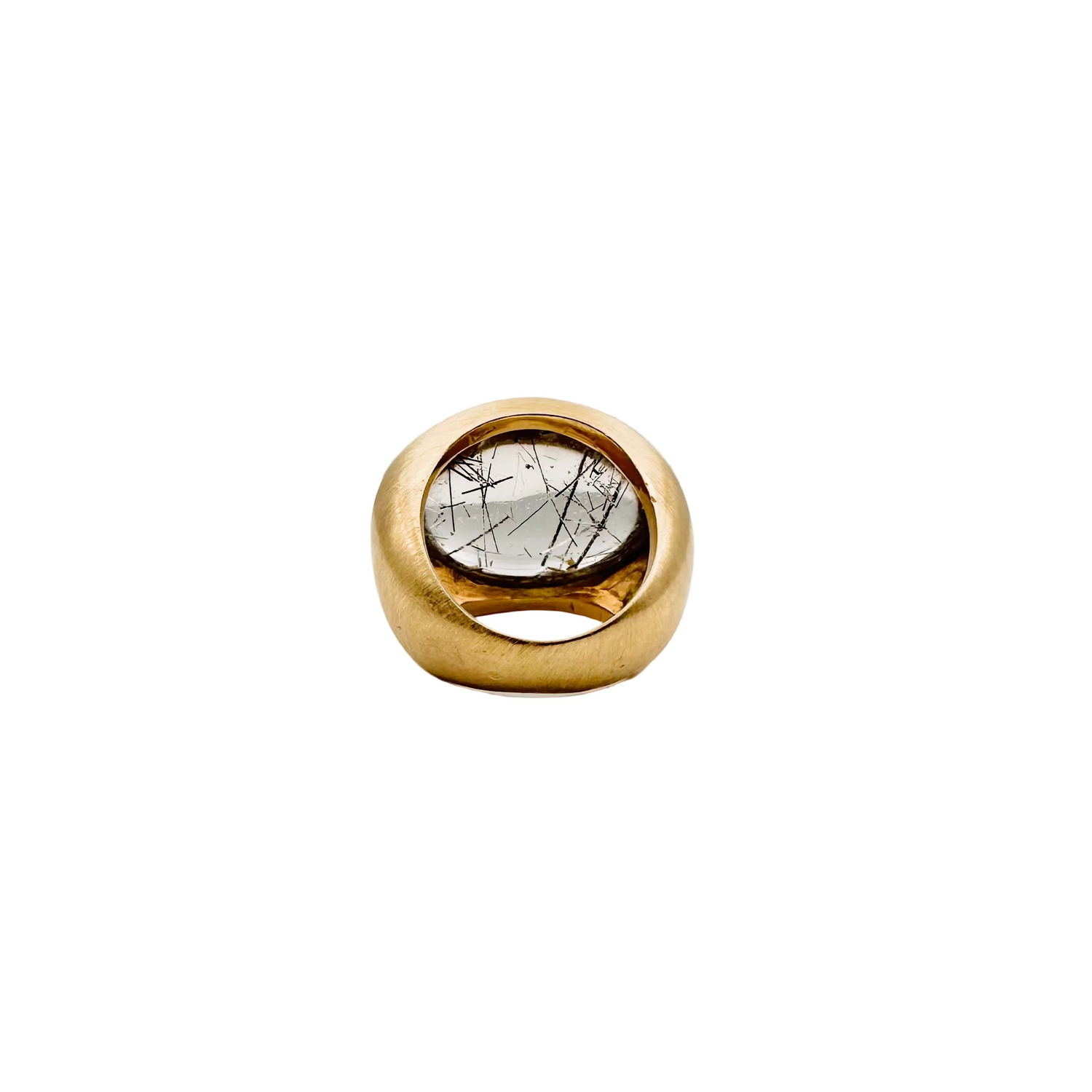Bague Dôme en or jaune et quartz rutile