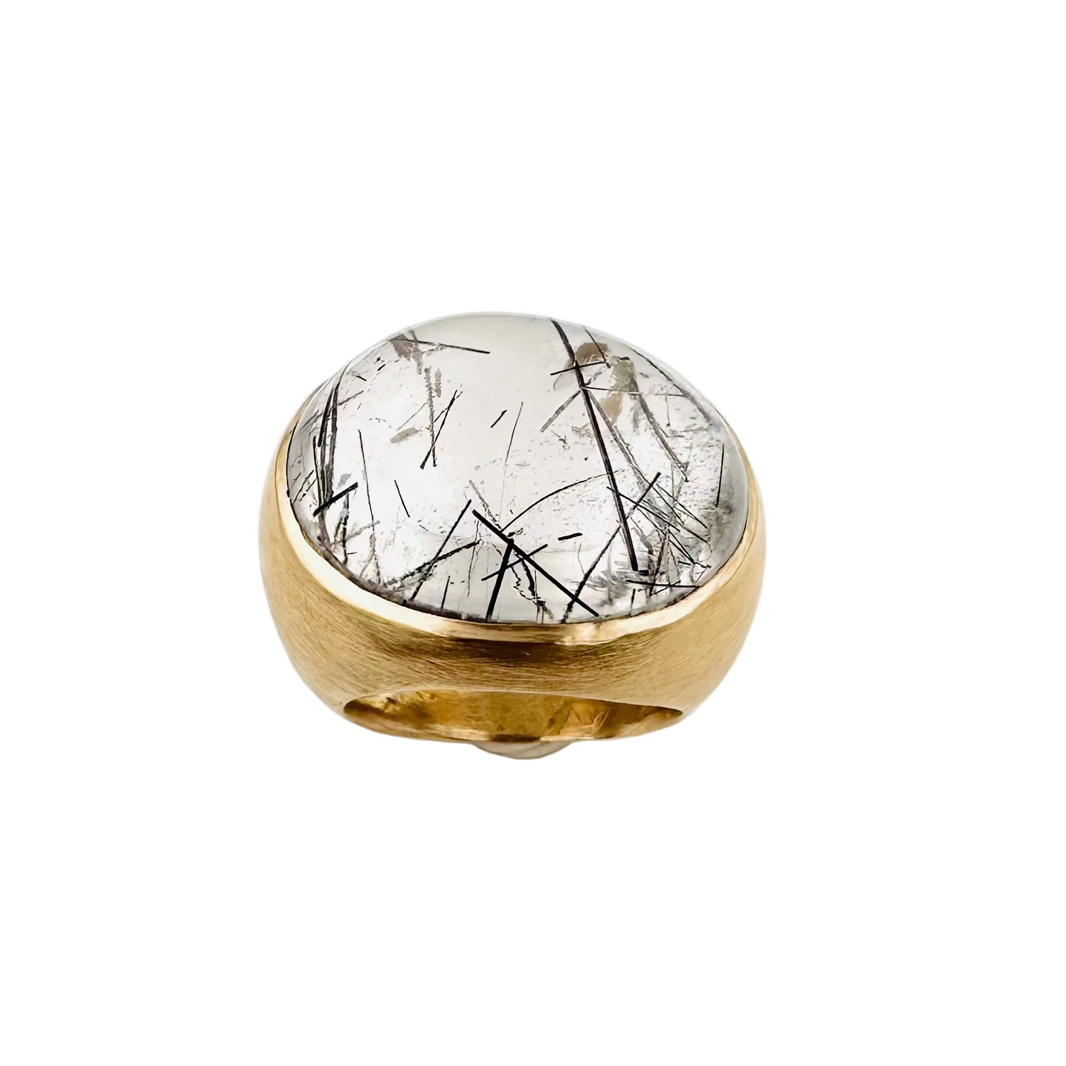 Bague Dôme en or jaune et quartz rutile