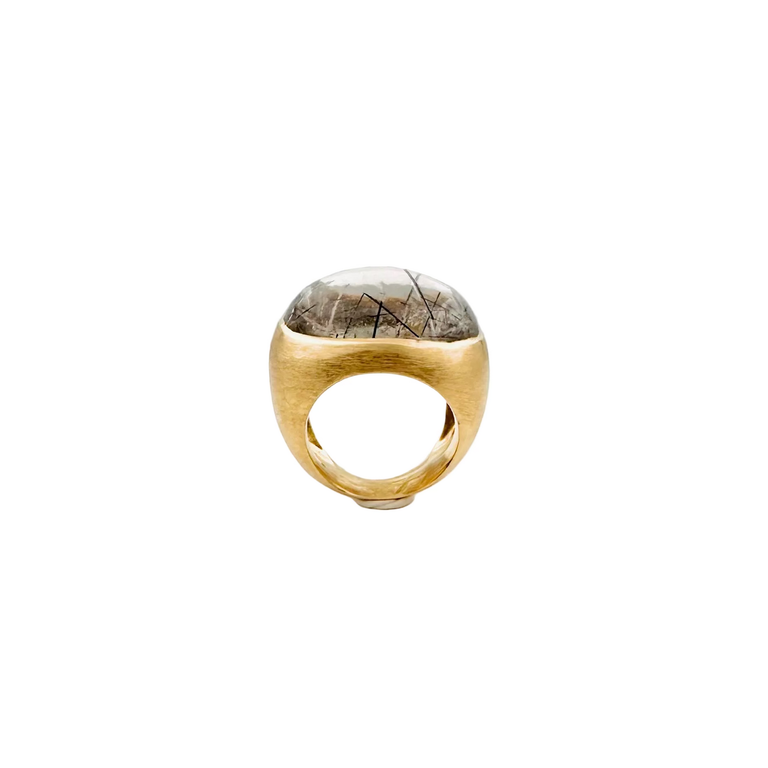 Bague Dôme en or jaune et quartz rutile