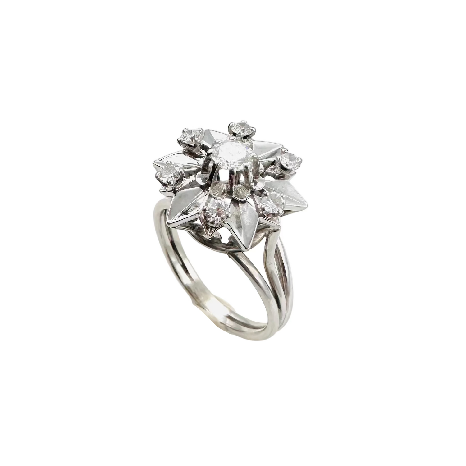 Bague Marguerite en or blanc et diamants