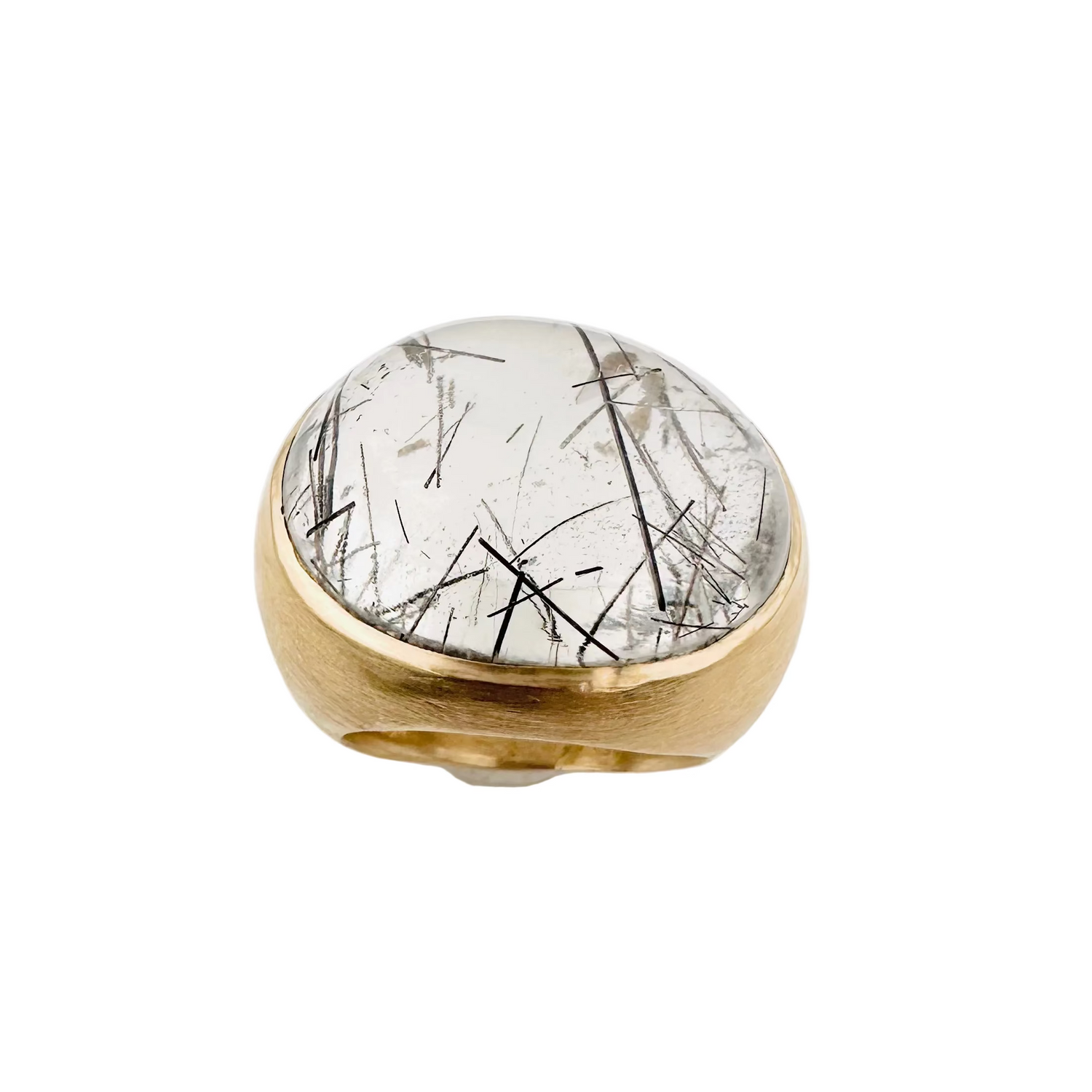 Bague Dôme en or jaune et quartz rutile