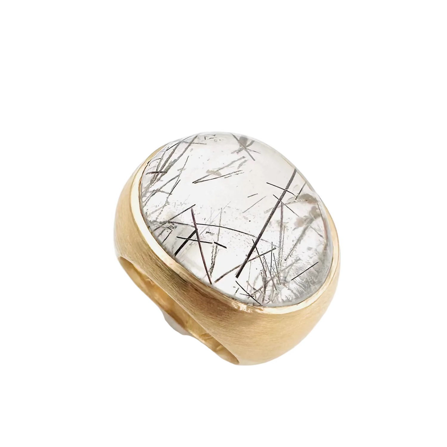 Bague Dôme en or jaune et quartz rutile