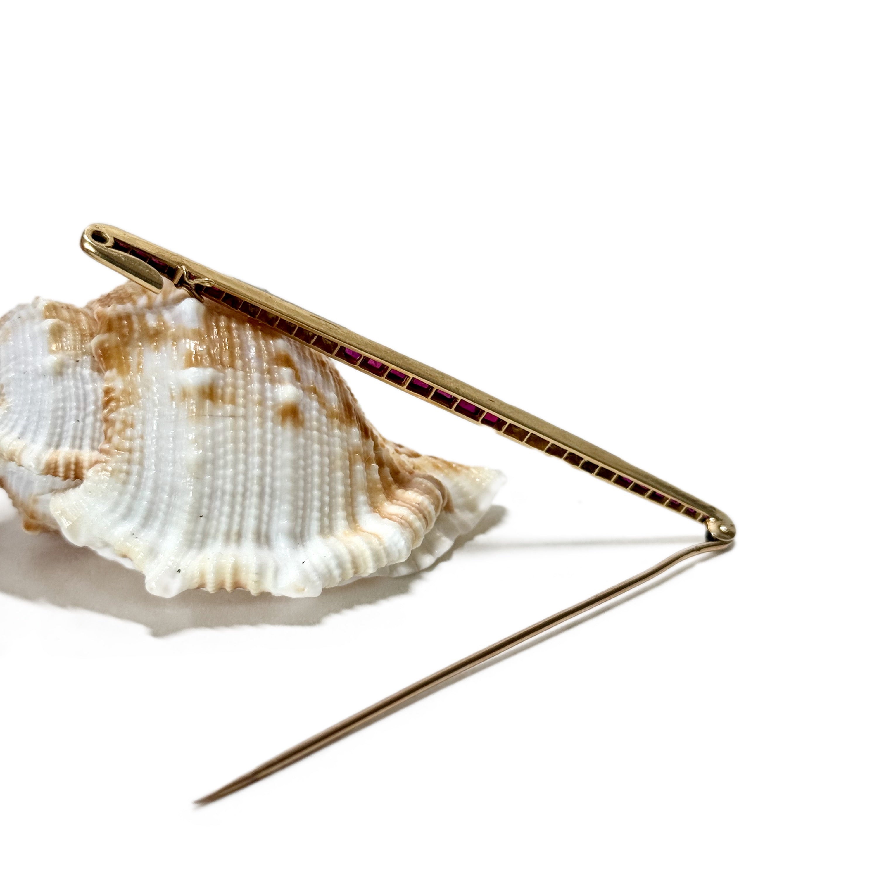 Broche barrette rubis et diamants