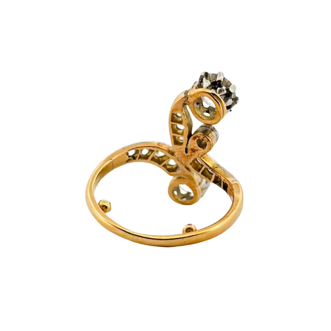 Toi et Moi ring in yellow gold, white gold and diamonds
