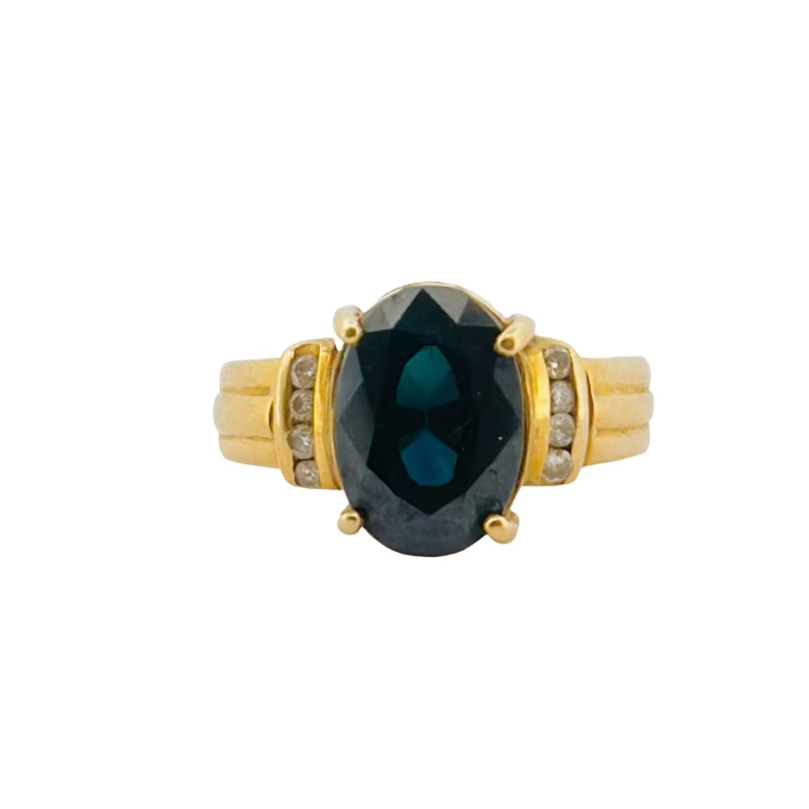 Bague en or jaune saphir et diamants