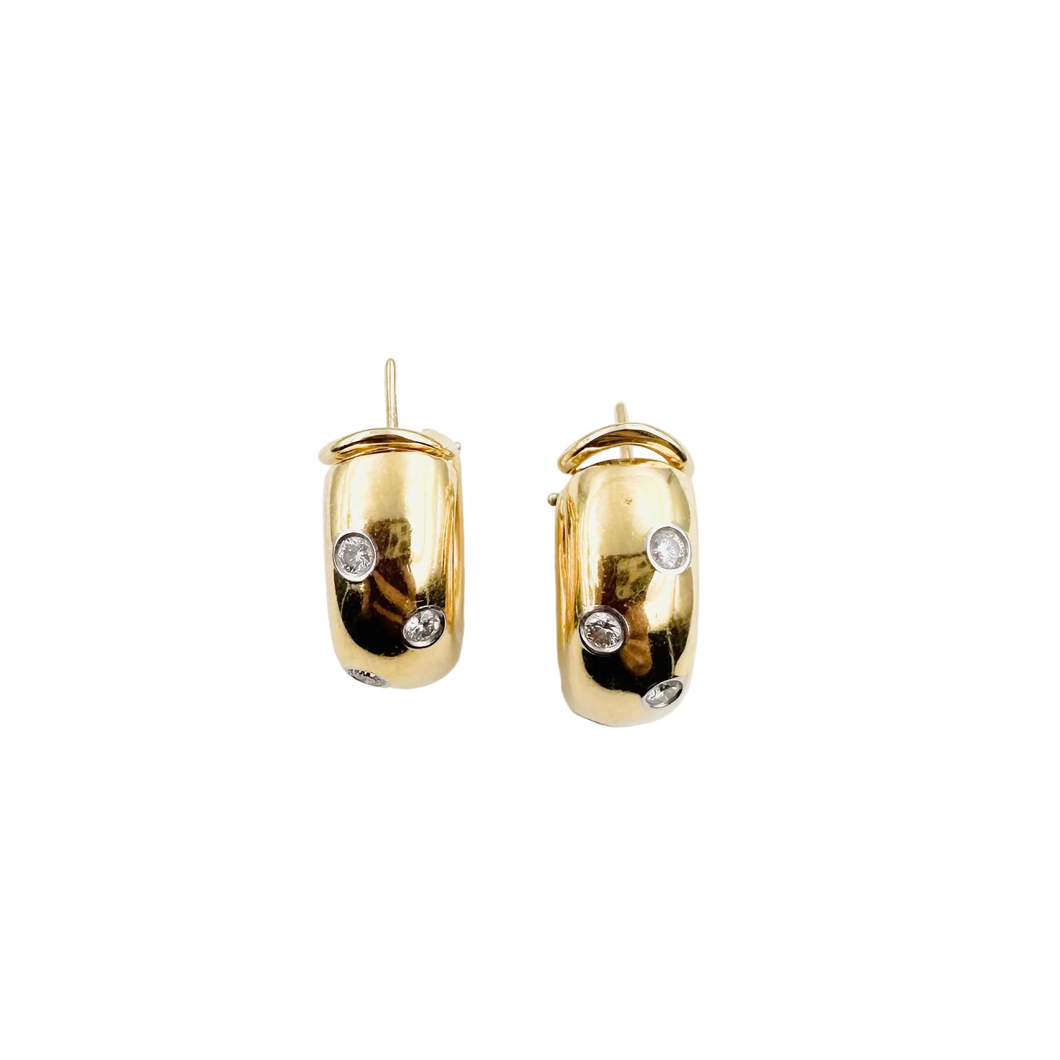 Boucles d'oreilles Créoles TIFFANY & CO. "Etoiles" en or jaune, platine et diamants
