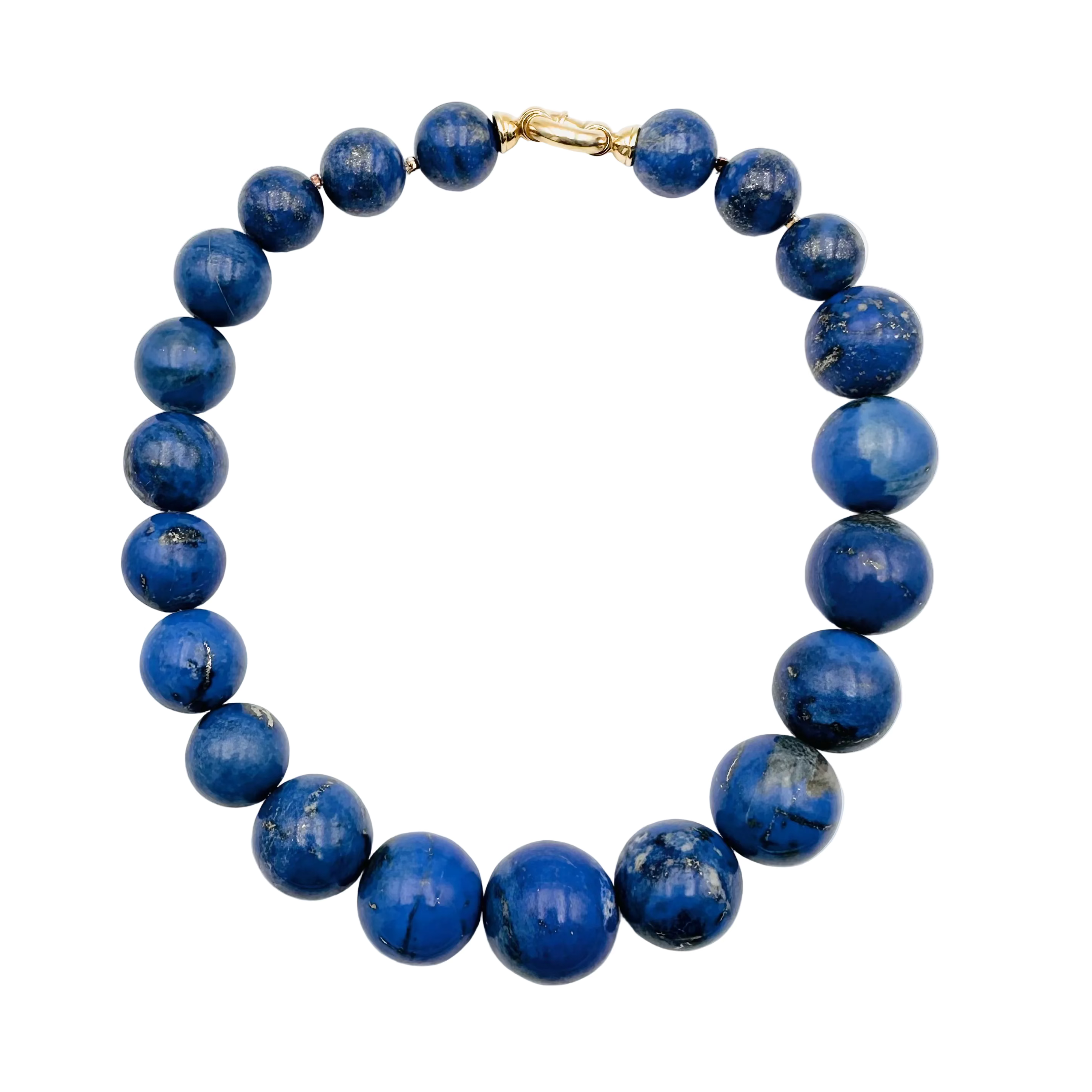 Collier Perles or jaune et lapis-lazuli