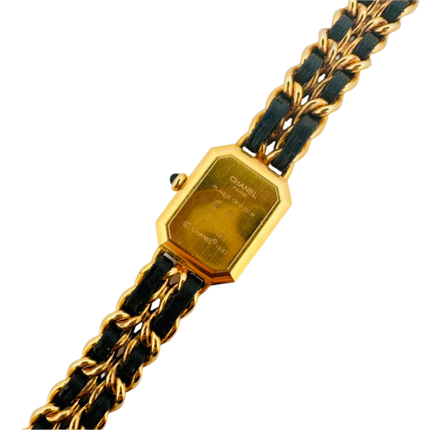 Montre CHANEL "Première" en plaqué or jaune et cuir