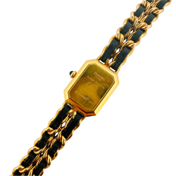 CHANEL “Première” watch in yellow gold-plated and leather