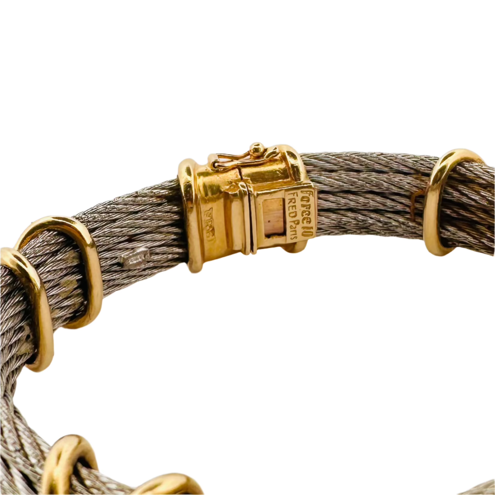 Bracelet FRED "Force 10" en or jaune et acier