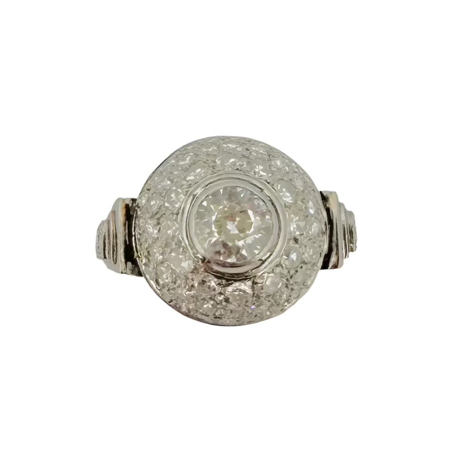Bague Dôme Art déco en platine et diamant