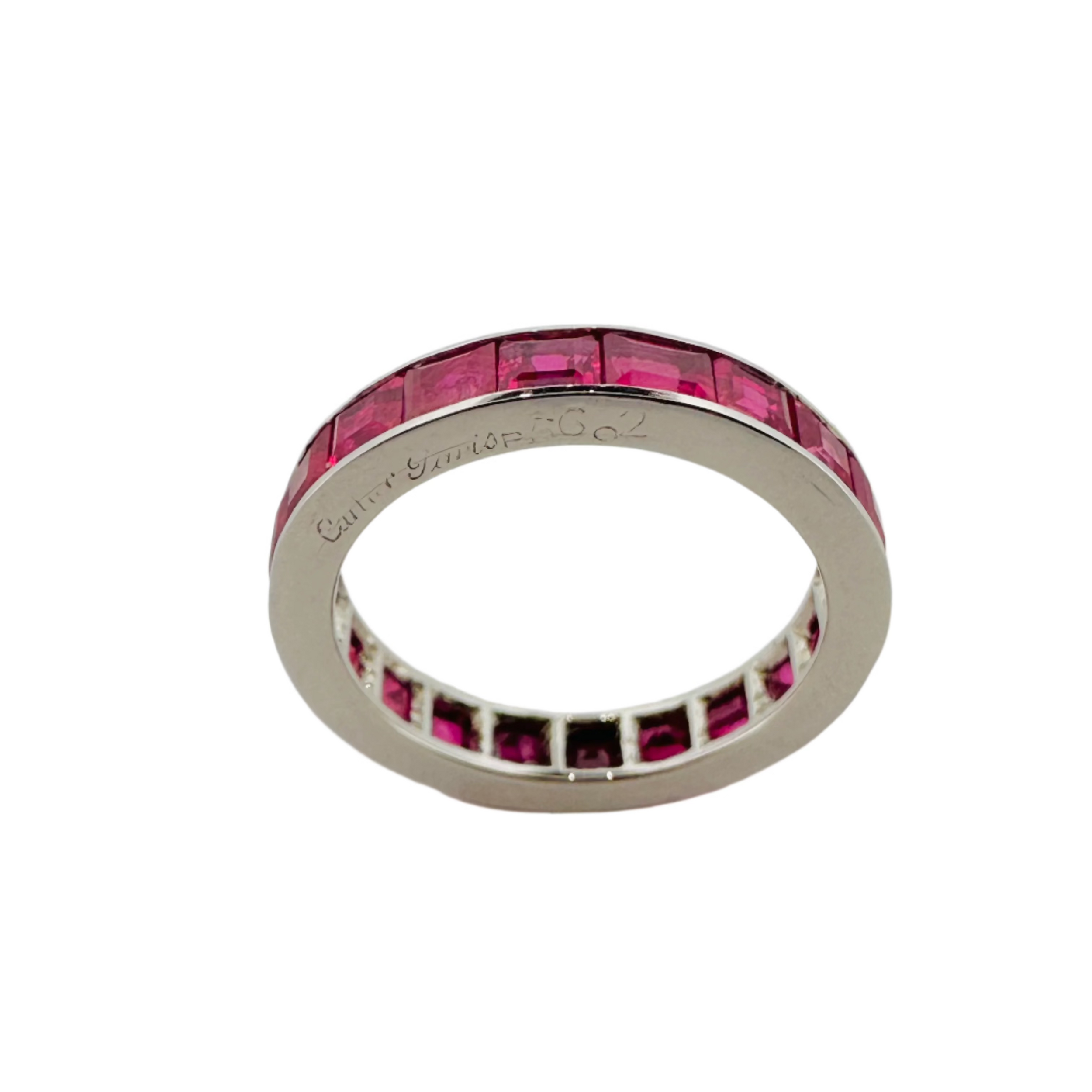 Bague Alliance CARTIER en platine et rubis