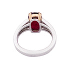 Bague deux ors, diamants, rubis.