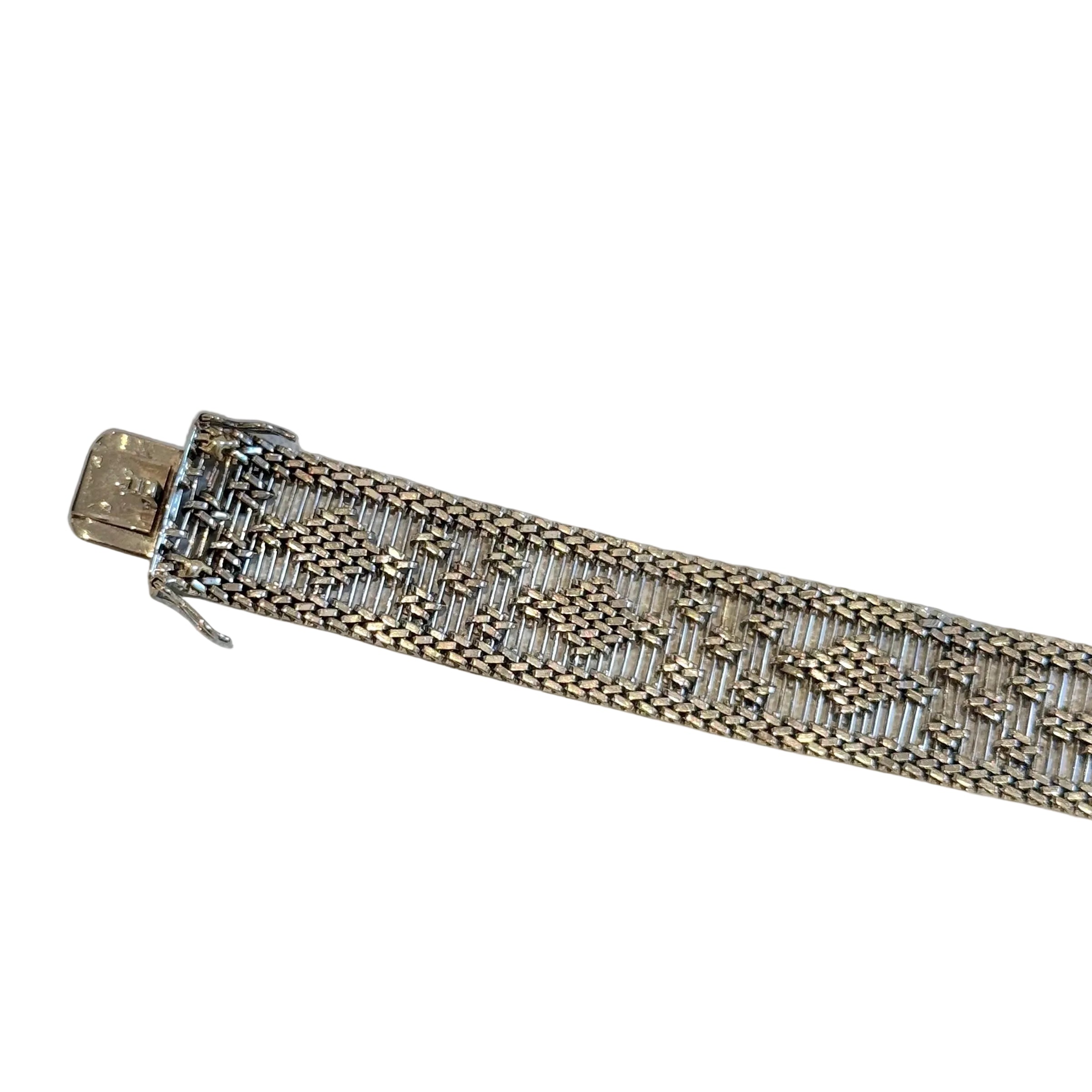 Bracelet manchette tissé or gris