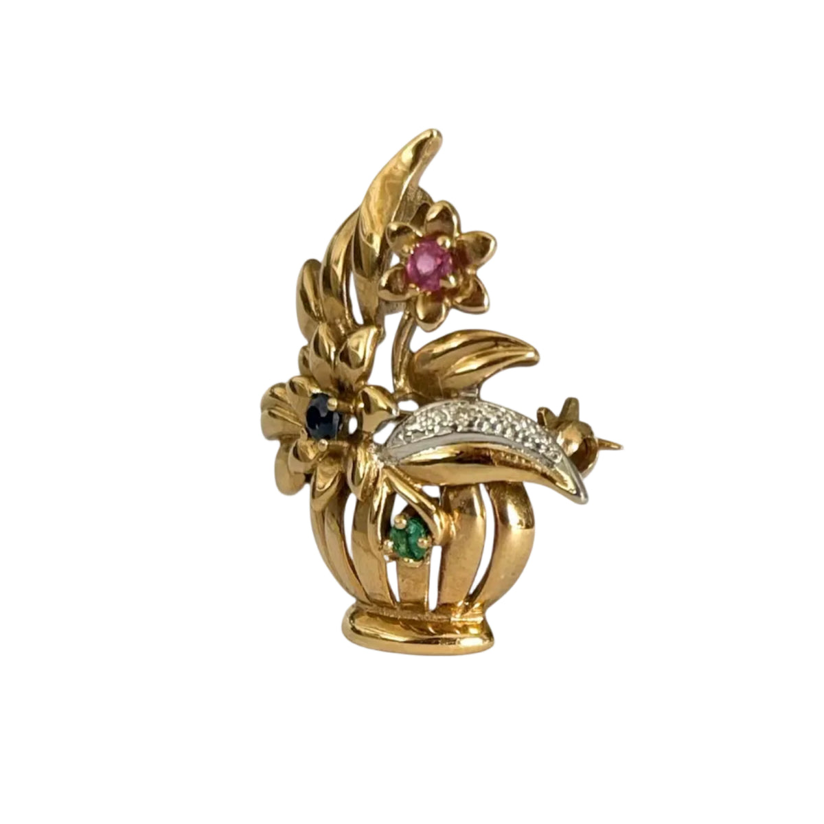 Broche panier fleuri
