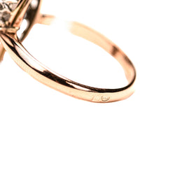 Bague Marquise en or rose, platine et diamants