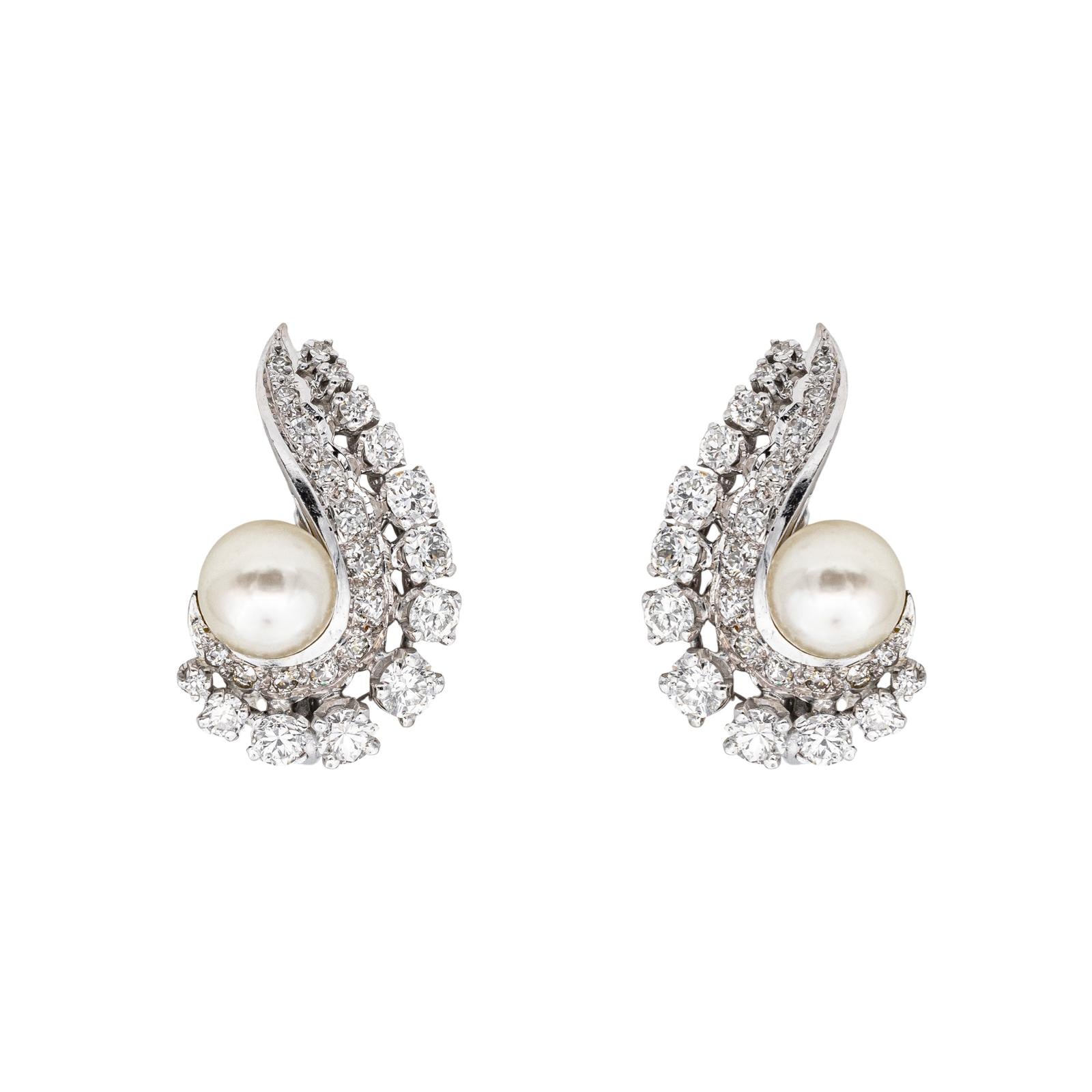 Boucles d'oreilles Or blanc Perle
