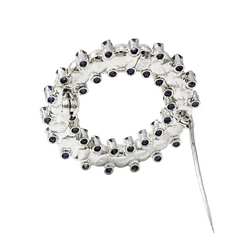 Broche Épingle en or blanc, perles et saphirs