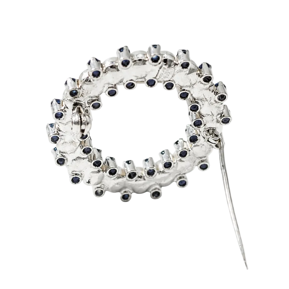 Broche Épingle en or blanc, perles et saphirs