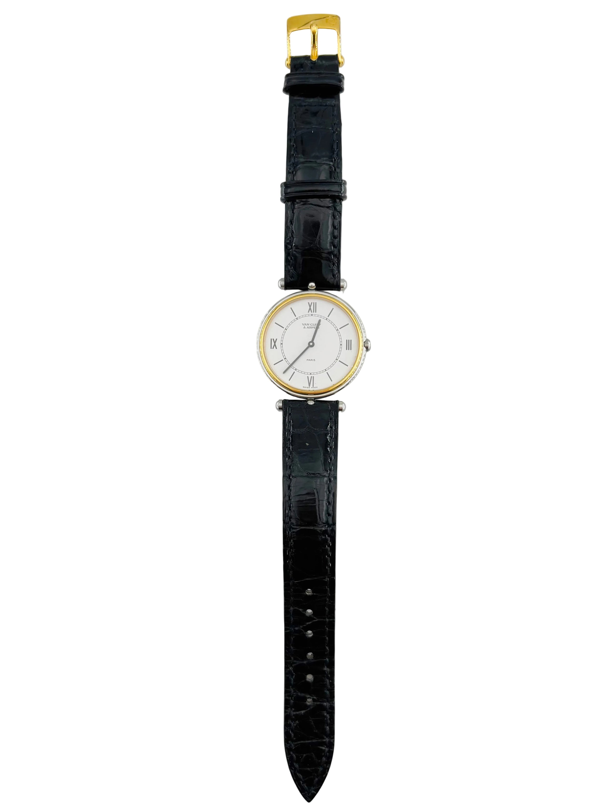 Montre VAN CLEEF & ARPELS "La Collection" en or jaune, acier et cuir