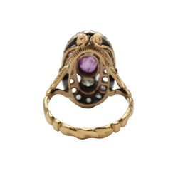 Bague en or jaune, saphir et diamants