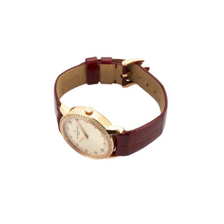 Montre VACHERON CONSTANTIN "Patrimony" PM en or rose, cuir et diamants