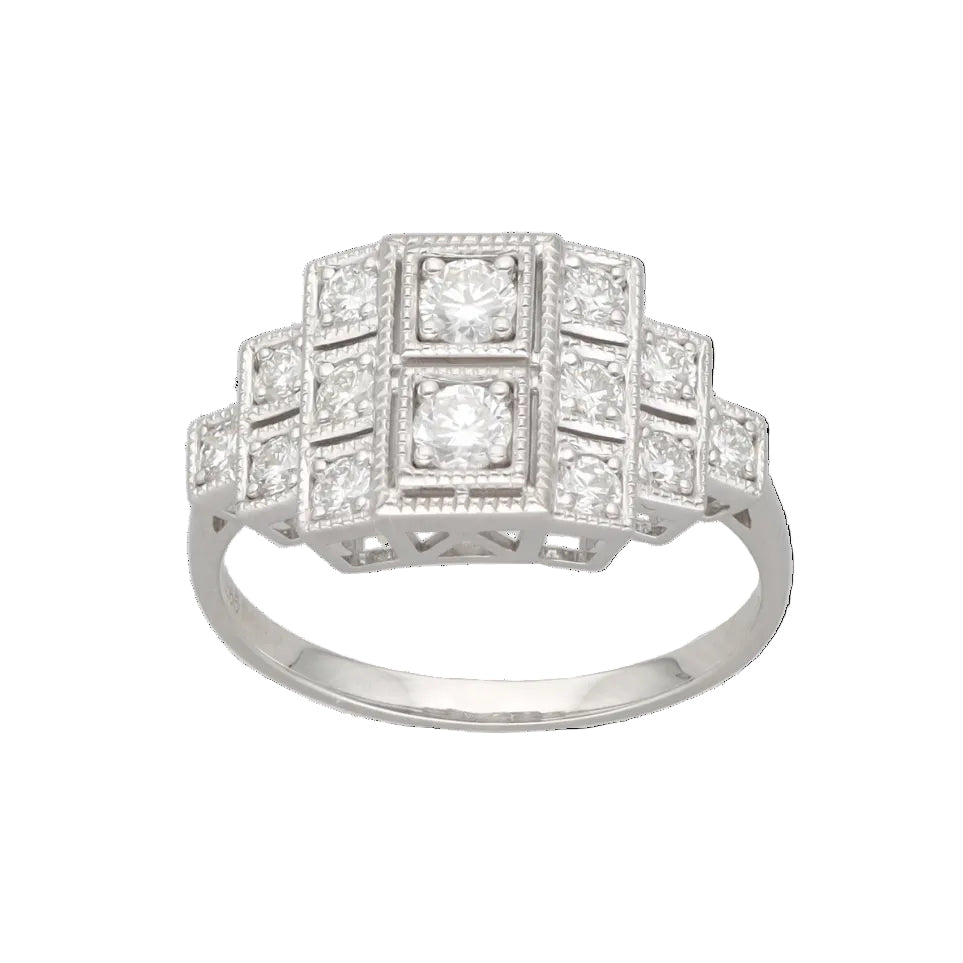Bague en or blanc et diamants