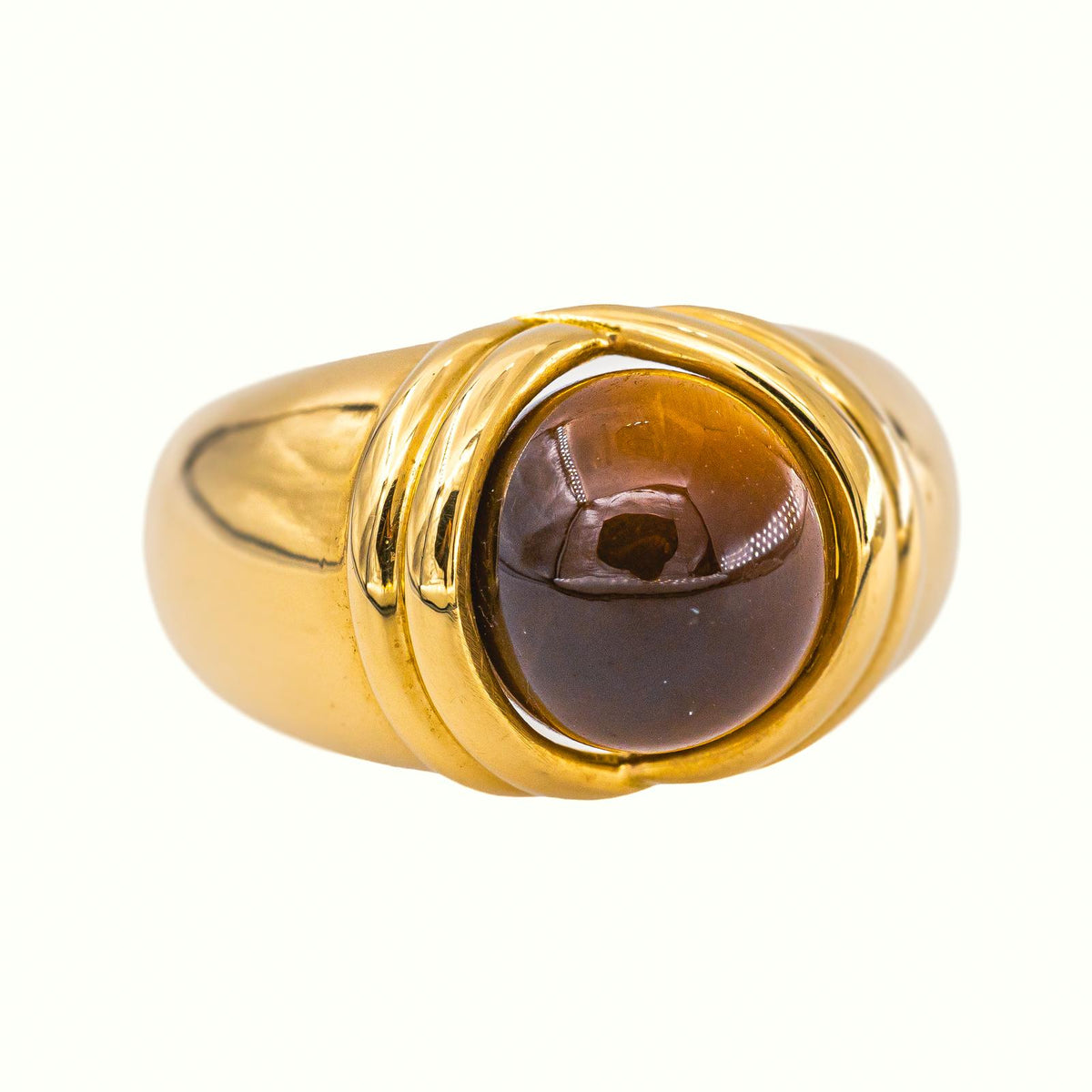 Bague  Dôme Or jaune  Œil de tigre