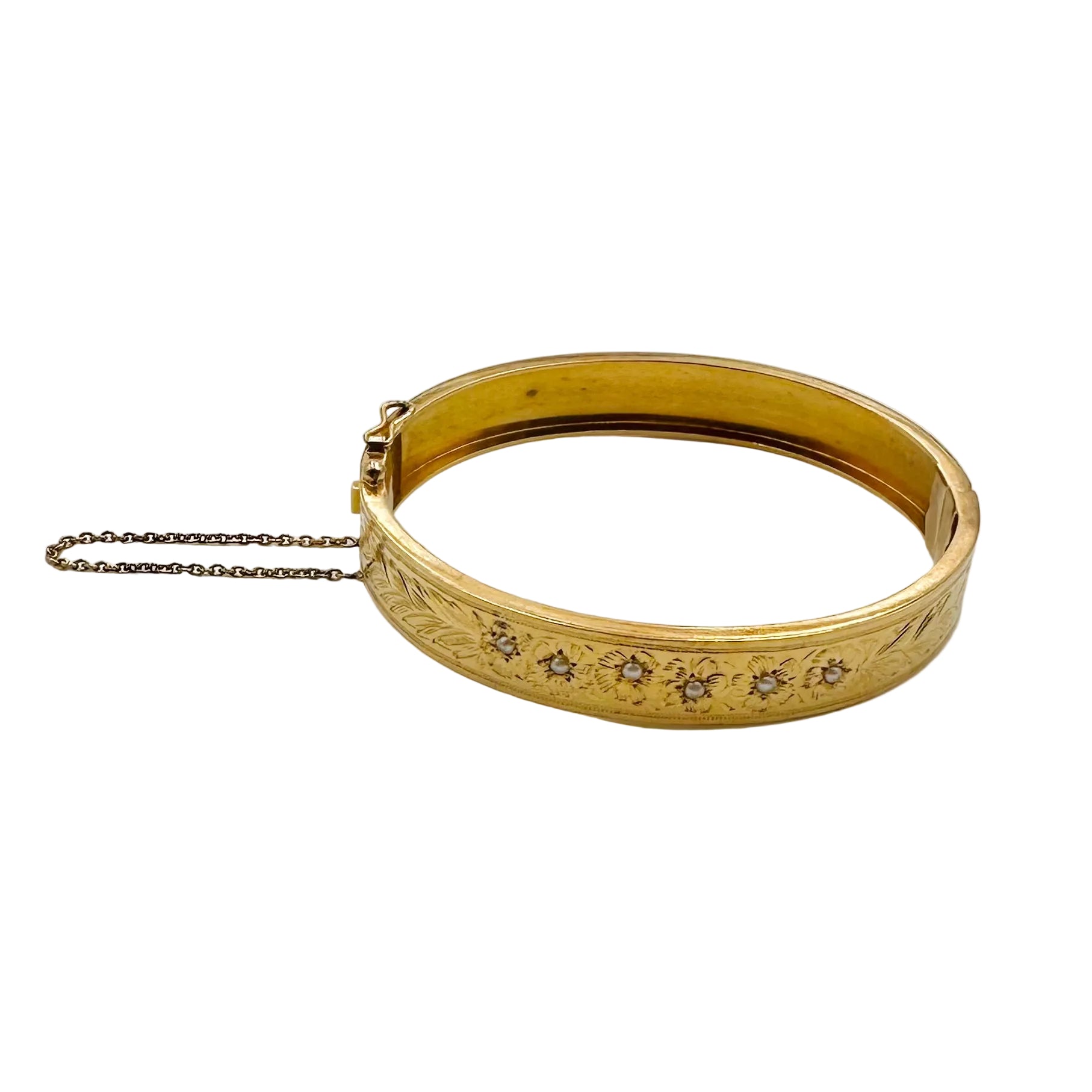 Bracelet Jonc en or rose et perles