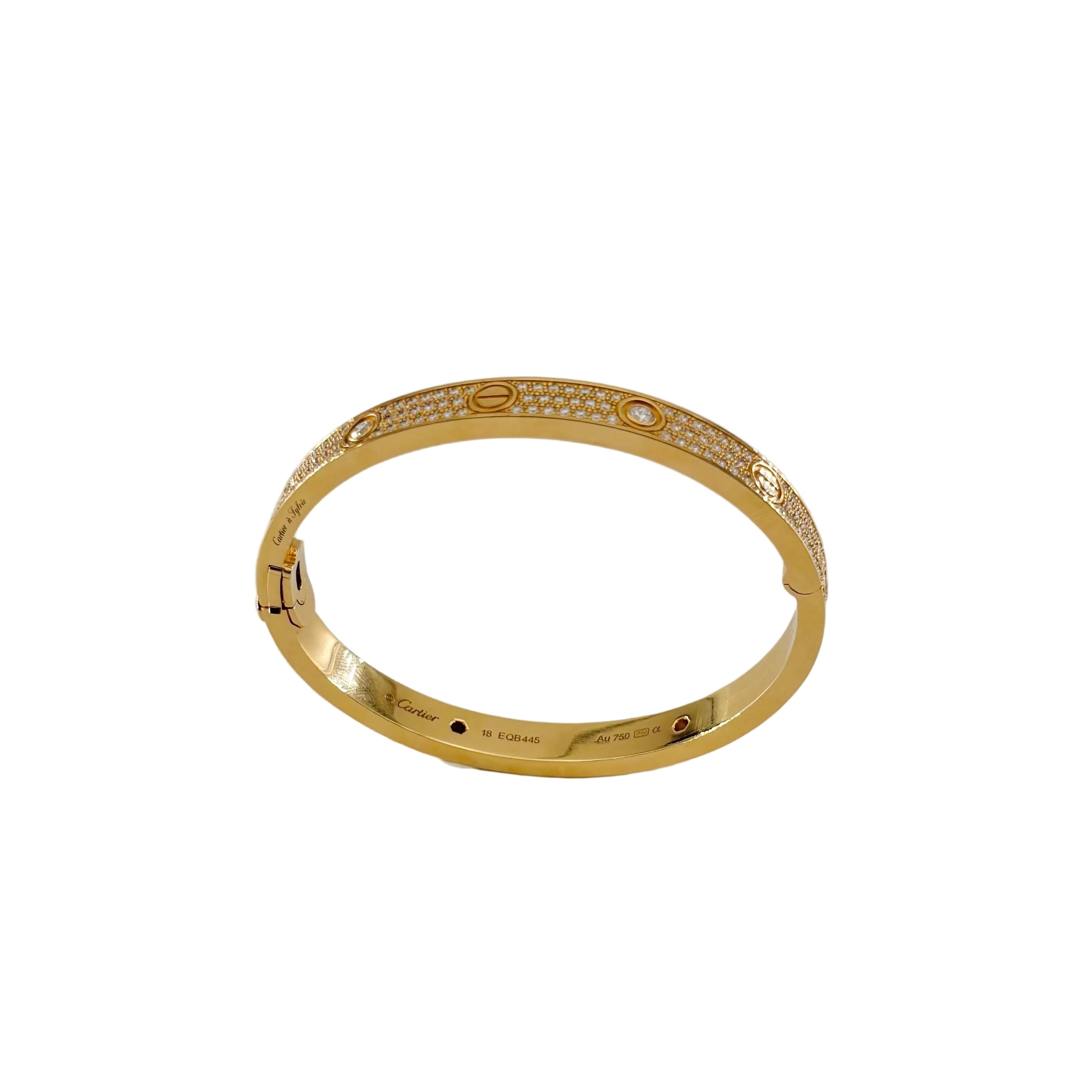 Bracelet CARTIER "Love" pavé en or rose et diamants
