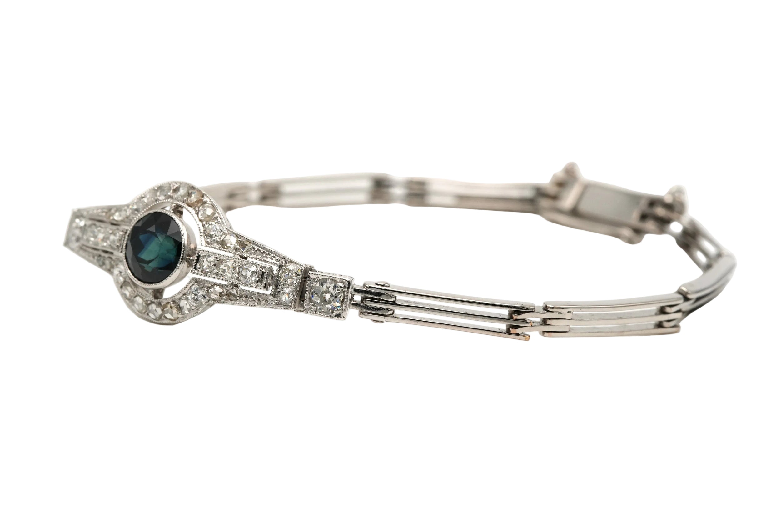 Bracelet en or blanc, saphir et diamants