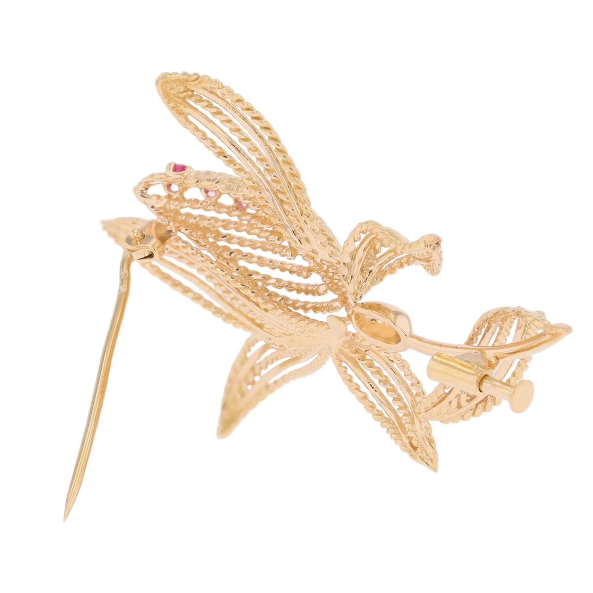Broche Épingle en or jaune et rubis