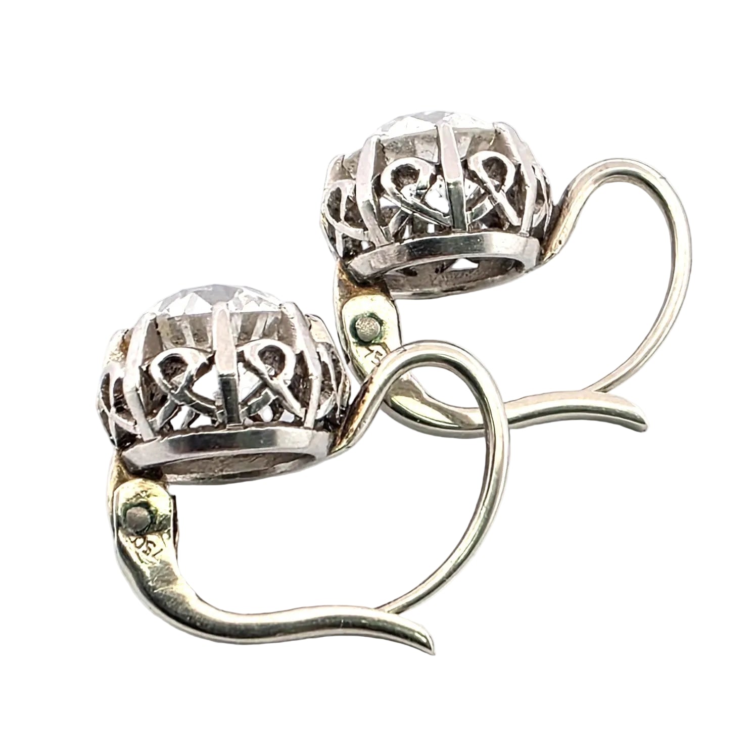 Boucles d'oreilles Dormeuses en or blanc et diamants