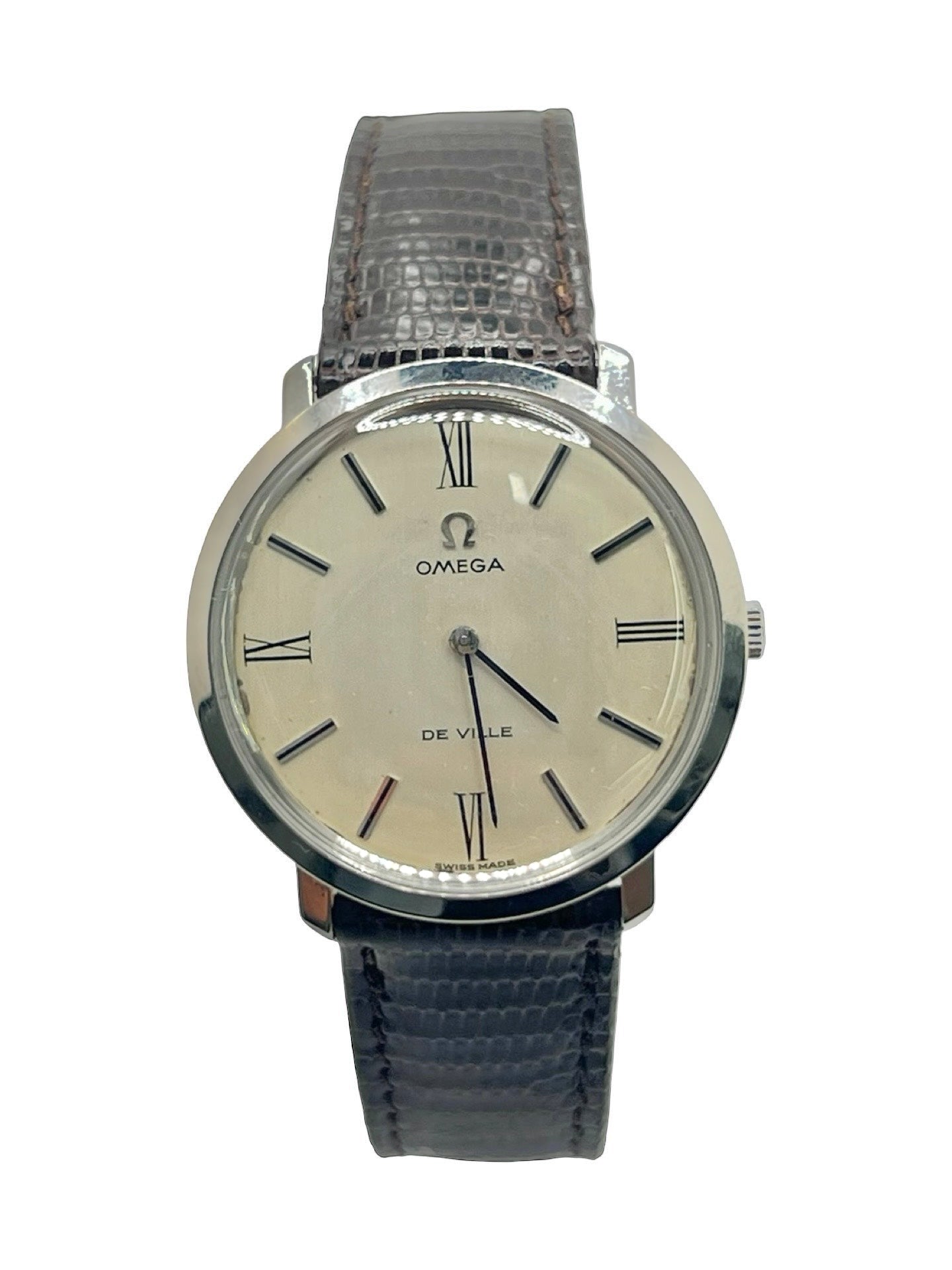 Montre OMEGA "De Ville" en acier et cuir