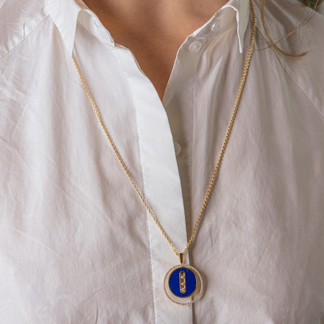 Messika Collier  Lucky Move Or jaune Lapis Lazuli