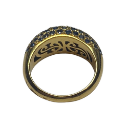 Bague Jonc POIRAY en or jaune, saphirs et diamants