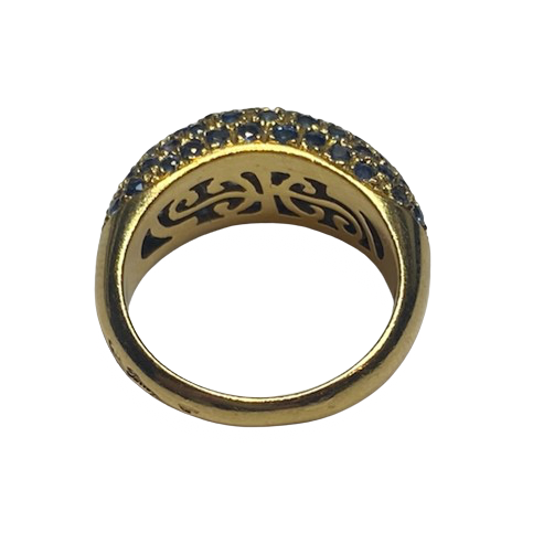 Bague Jonc POIRAY en or jaune, saphirs et diamants