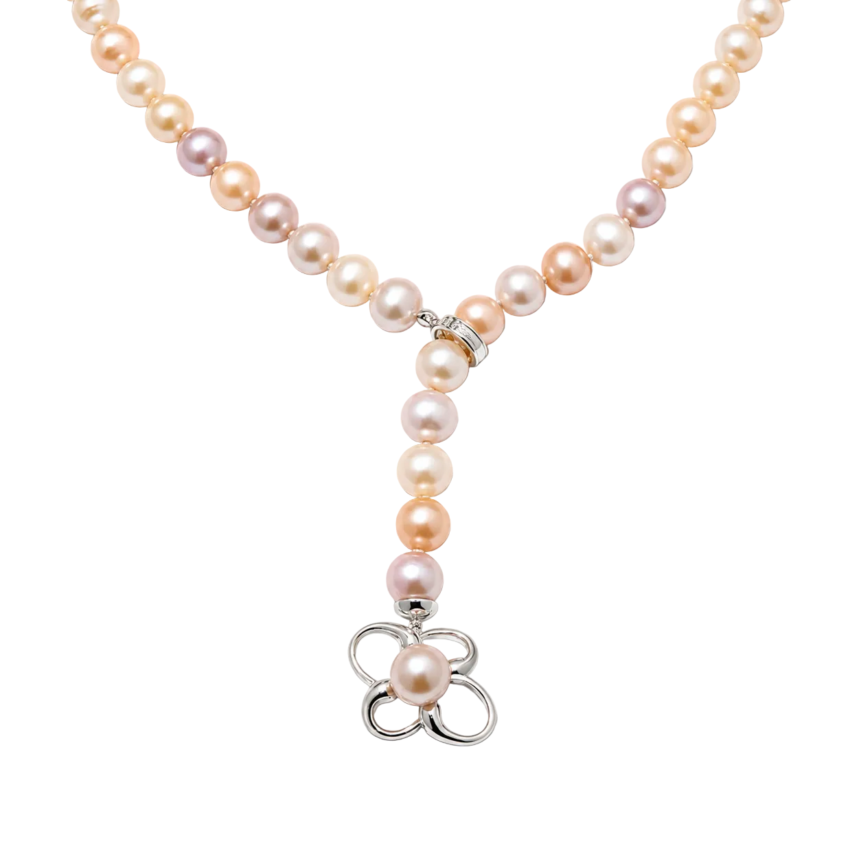 Collier or blanc et perles
