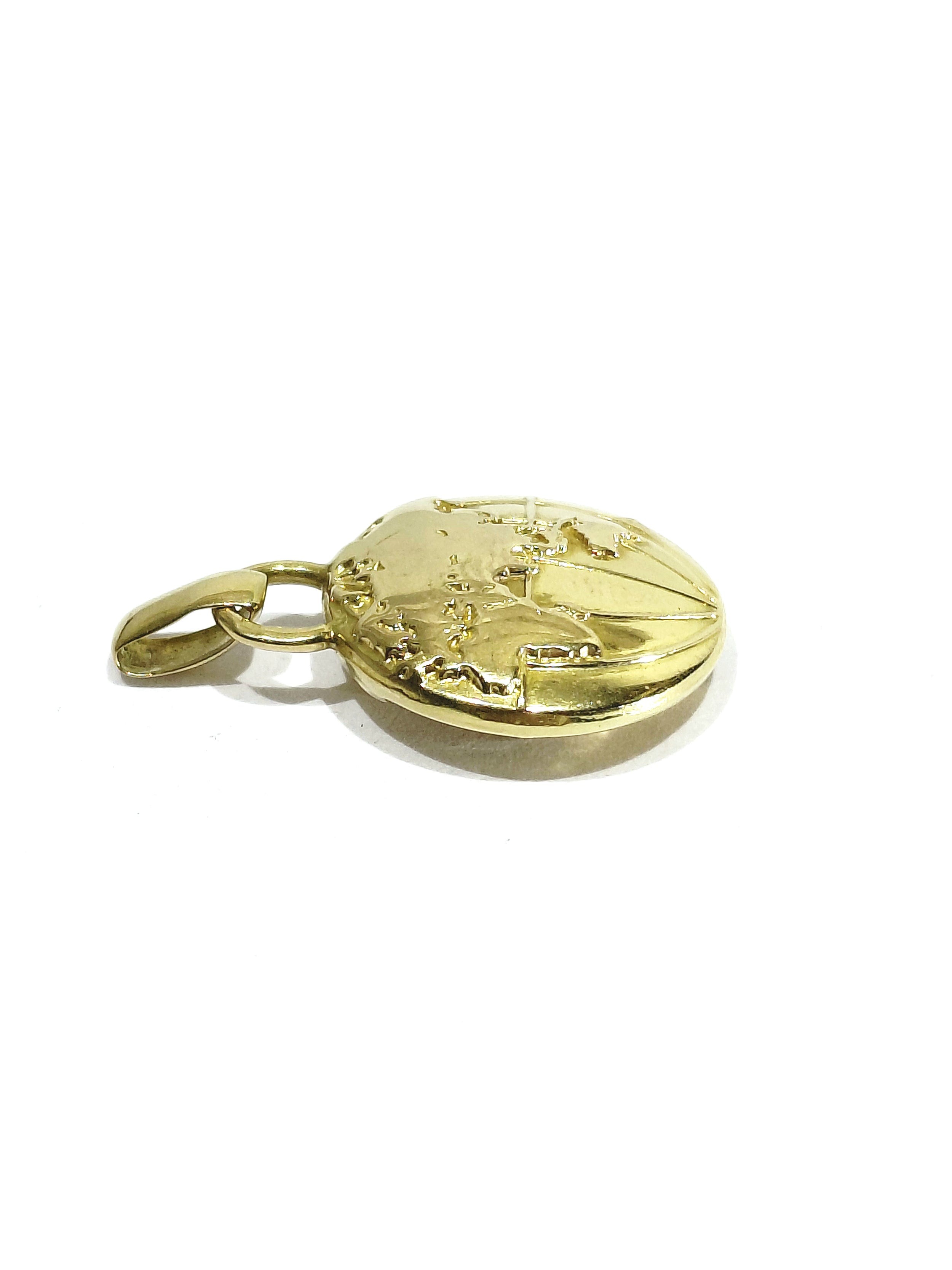 Pendentif Globe Terrestre en or jaune