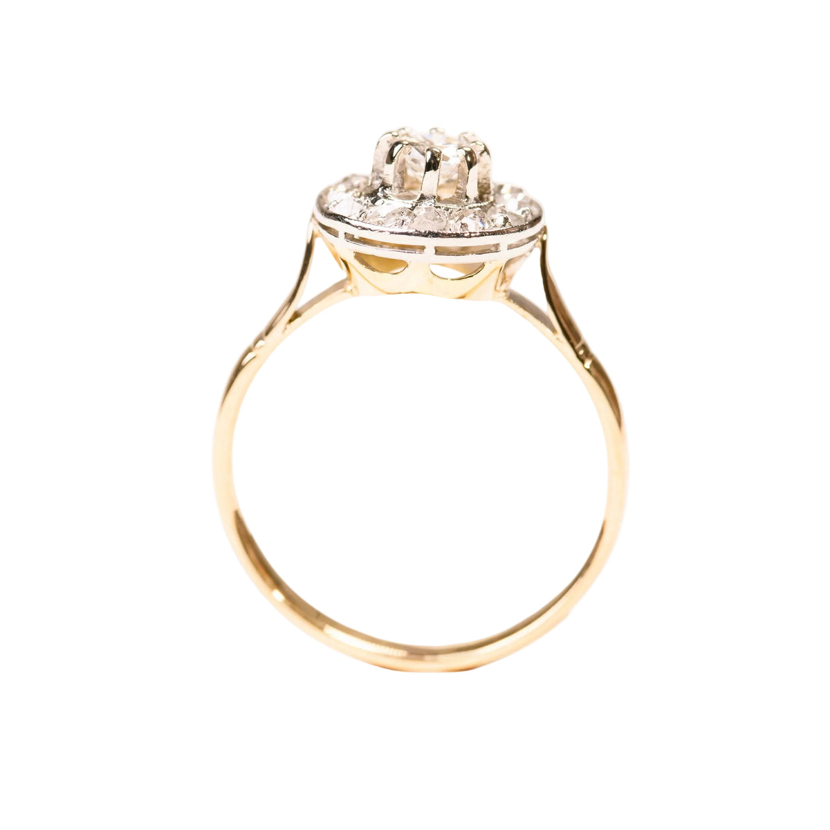 Bague Entourage en or jaune, platine et diamants