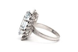 Bague Solitaire en or blanc et aigue-marine